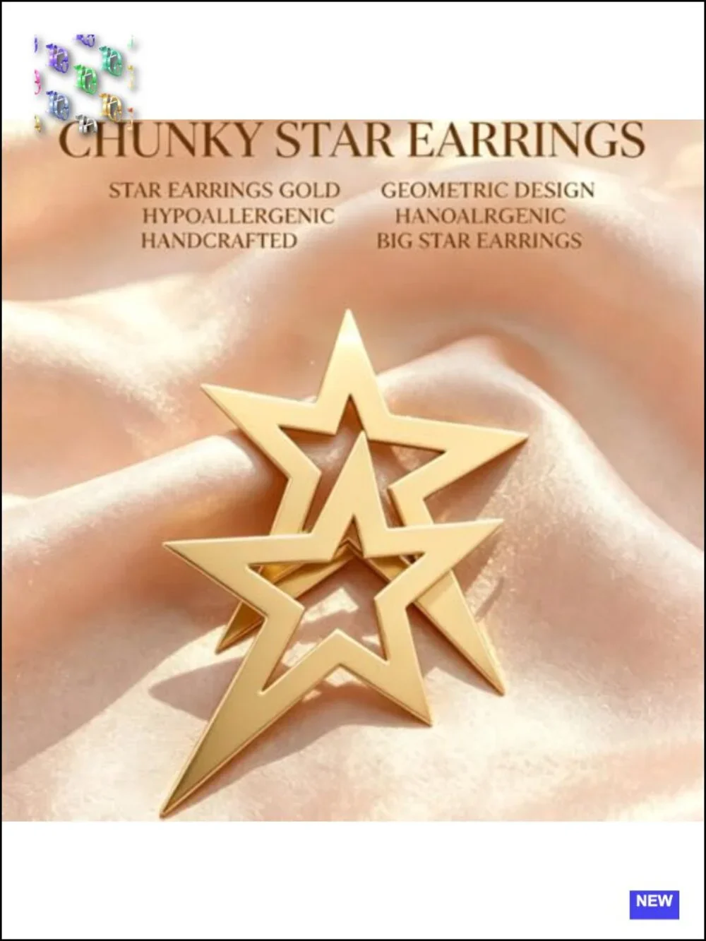 Statement Large Gold Hoop Earrings - Chunky Drop Dangle